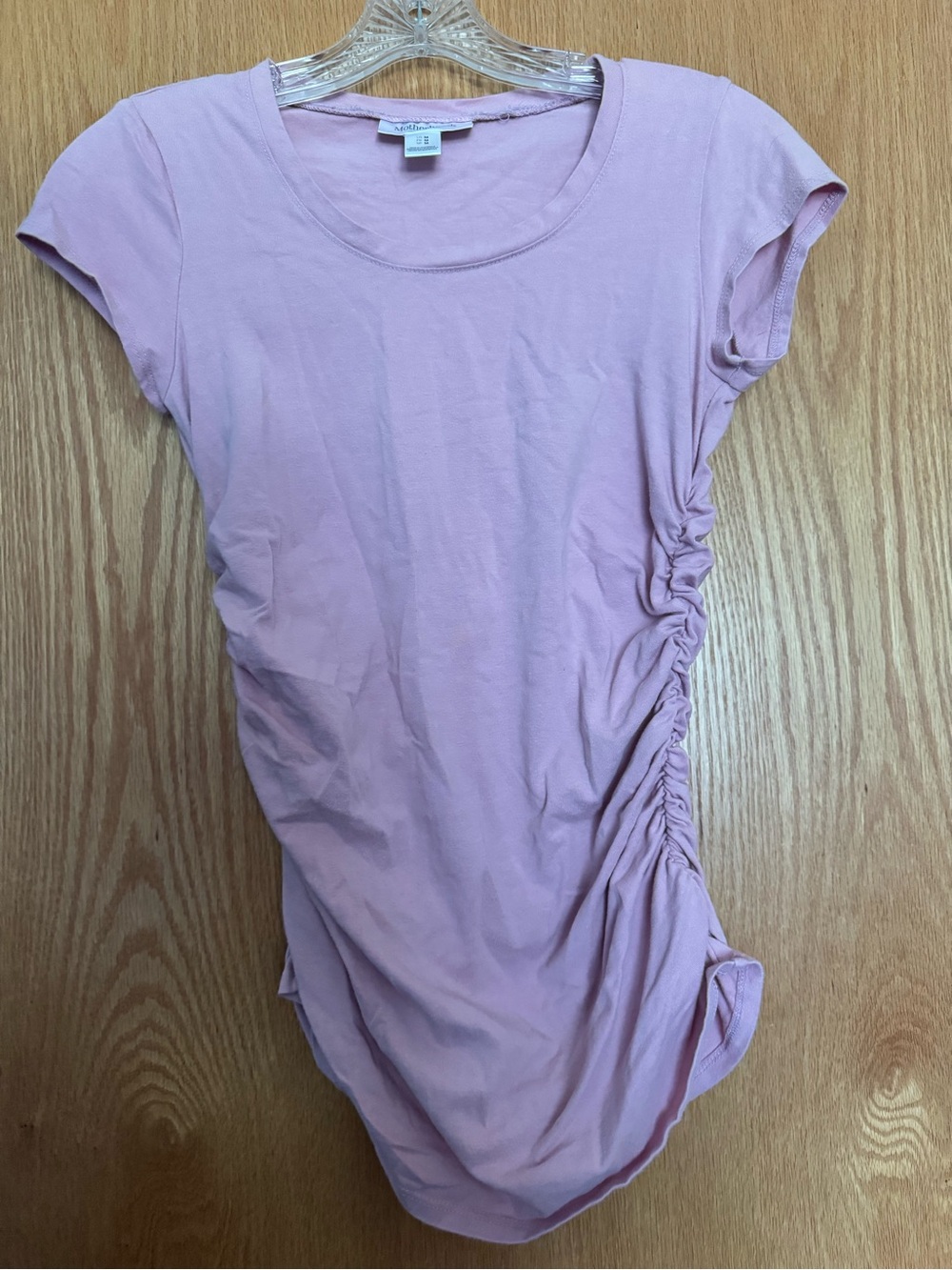 Motherhood Maternity Light Pink Short Sleeve Ruched Side Maternity Top